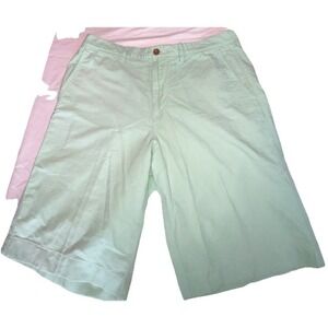 J Crew Light Mint Green Club Cotton Preppy Chino 11" Inseam Shorts Size 34